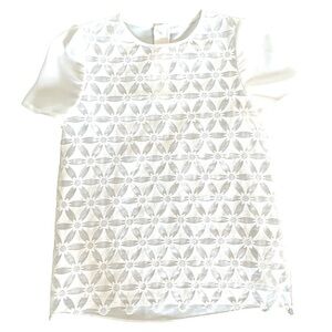 Ochirly Flower Texture Semi Sheer Short Sleeve Top Size XS